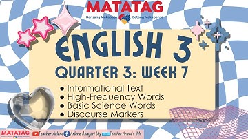 English 3 Week 7 Quarter 3 Informational Text High Frequency Words Basic Science Words Discourse Mar