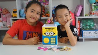 Bé chơi két đựng tiền thông minh - đồ chơi máy rút tiền ATM Mini Minion - Piggy Bank For Kids