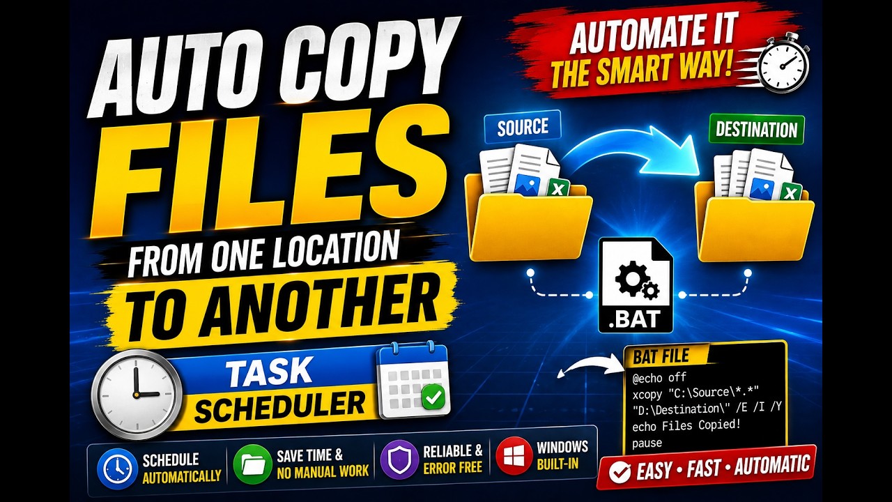 Task Scheduler Auto Copy file from one location to another | Bat File ...