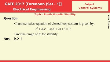 GATE 2017 Solution, Set 1, Electrical Engg. | Control System