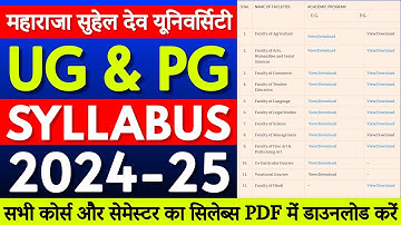 UG & PG Syllabus || Msdsu Azamgarh Syllabus 2024 || Azamgarh University Syllabus || MSDSU Syllabus |