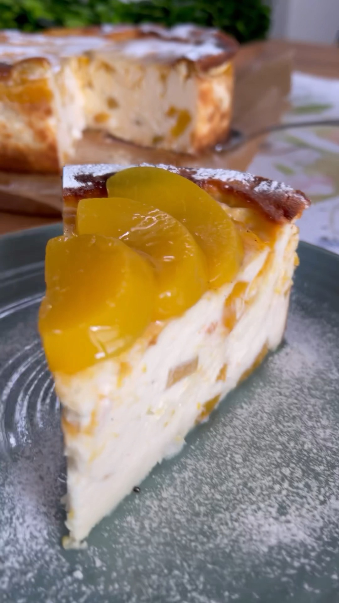Cremiger Vanille Schmand-Cheesecake mit Pfirsichpüree #recipe # ...