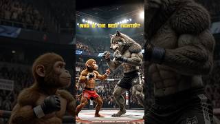 Monkey VS Wolf. Who will Win? #aishorts #funny #wrestling #shorts