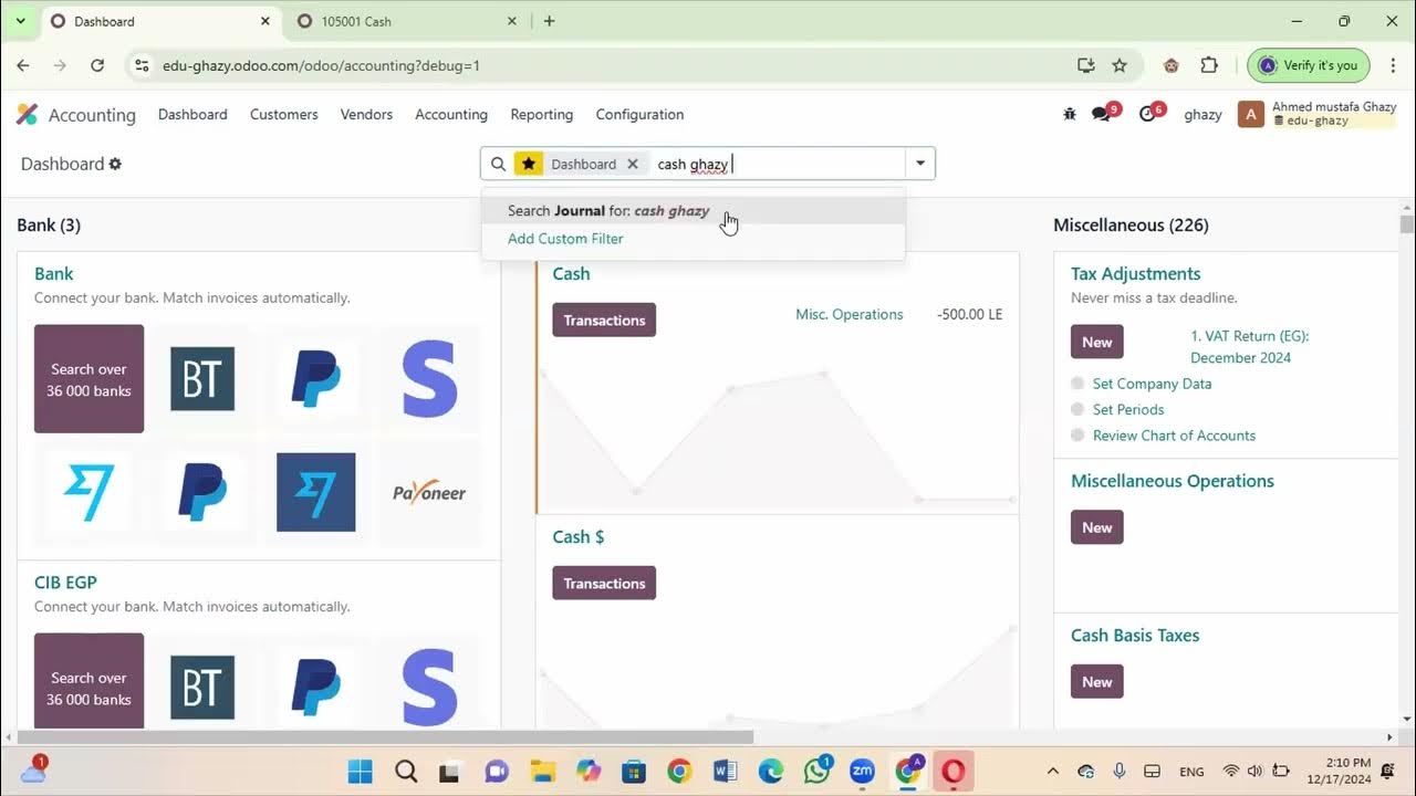 Odoo v18 accounting module end user journal cycle 