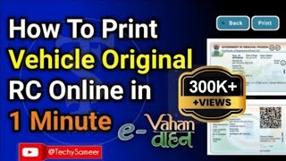 How To Print Vehicle Original RC Online in 1 Minute | Latest Update 2021 | TechySameer screenshot 1