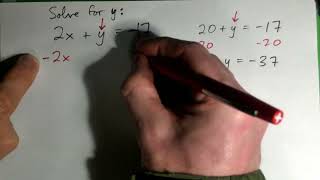 Solve for y: 2x + y = -17