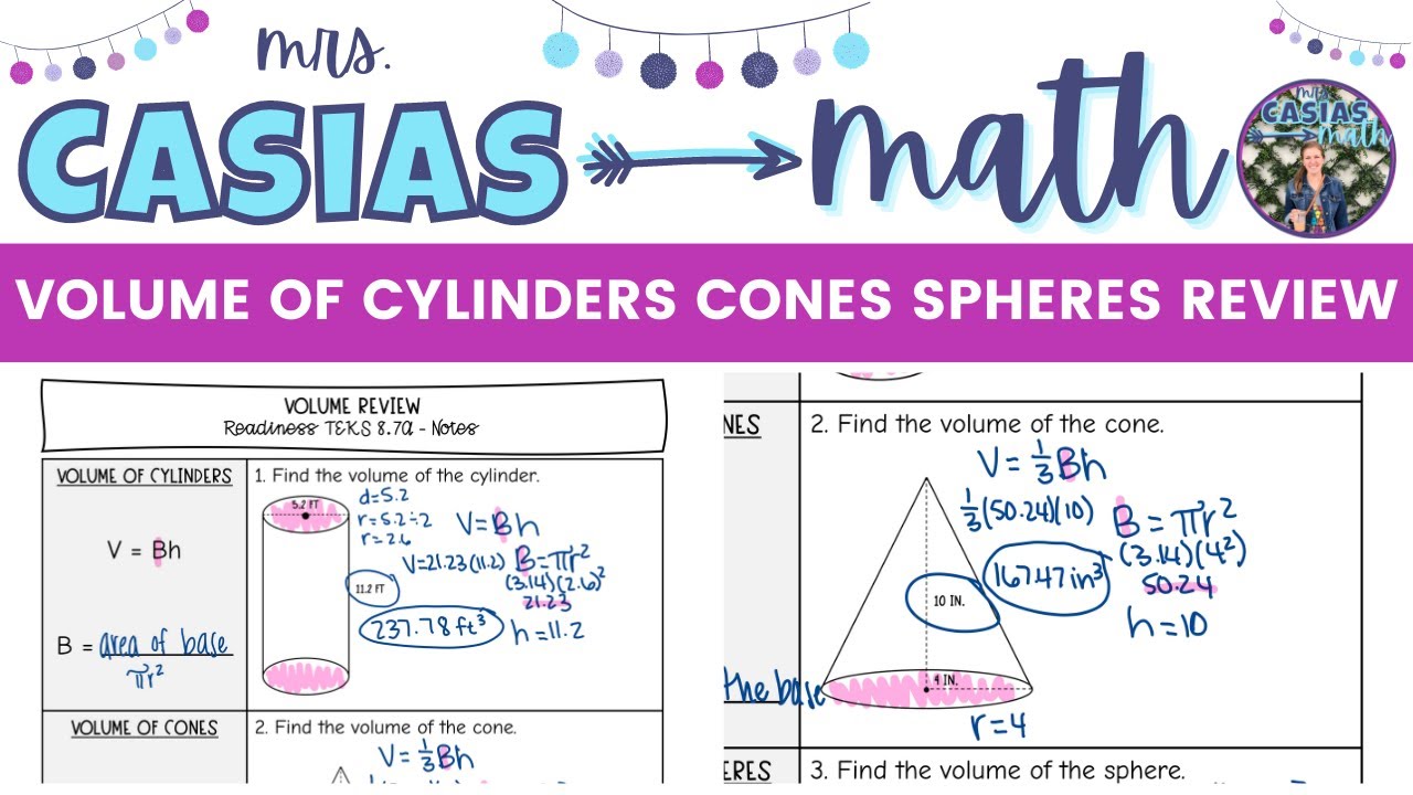 Volume of Cylinders Cones and Spheres Review 8th Grade Math Pre