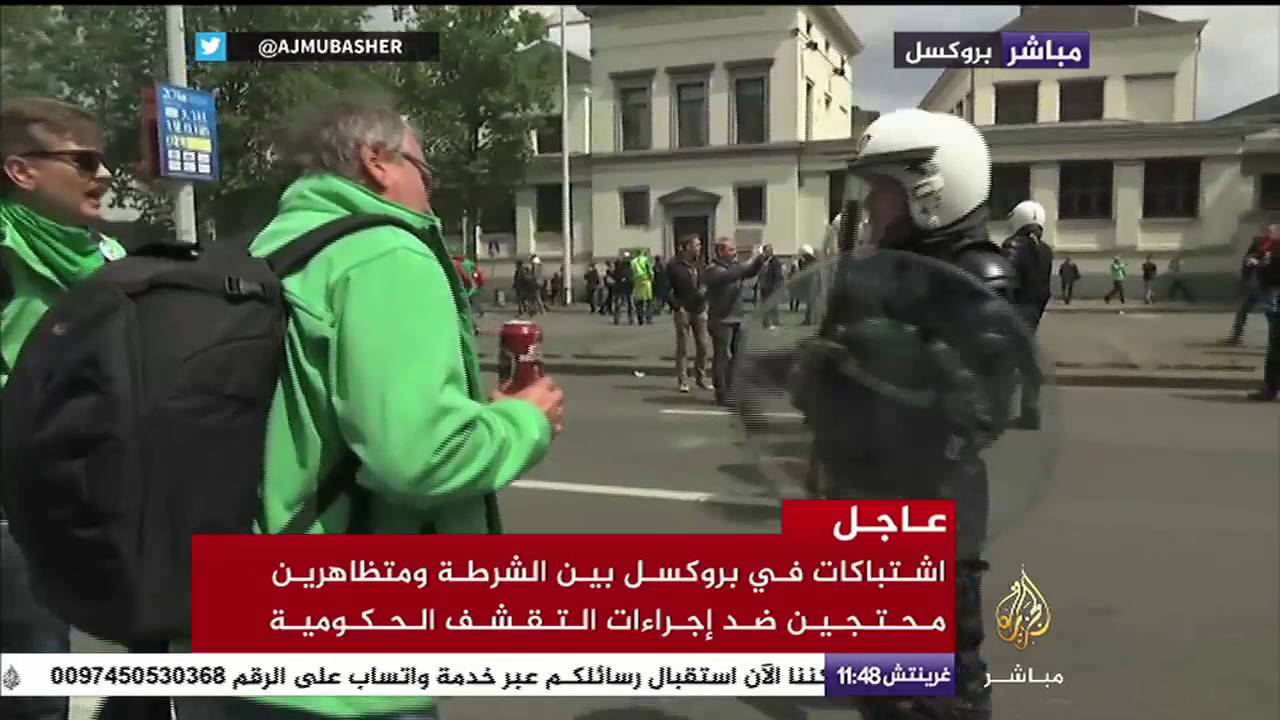 الشرطة تفرق متظاهري بروكسل الذين خرجوا ضد سياسة التقشف