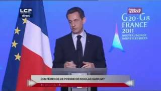 Conférence Sarkozy : Tunisie, Bouteflika, Iran (nucléaire) - G20 G8, 24-01-2011