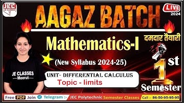 #73 Mathematics - I UPBTE 1st Semester Starting Batch JE CLASSES for All Branch