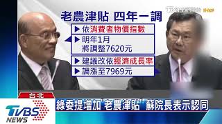 綠委提增加「老農津貼」蘇院長表示認同