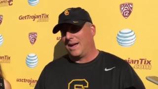 2016 USC Football Spring Practice #13 - Clay Helton Presser