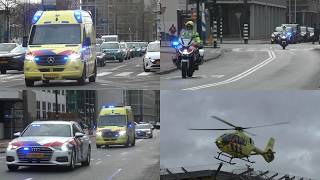 (Luchthoorn&amp;VTB!) Politie, MMT en (Solo-)Ambulances met spoed door Rotterdam!