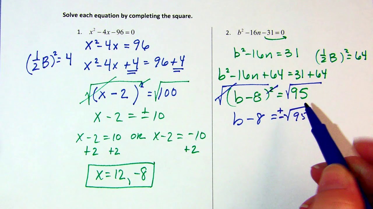 Completing the square - day 2 - YouTube
