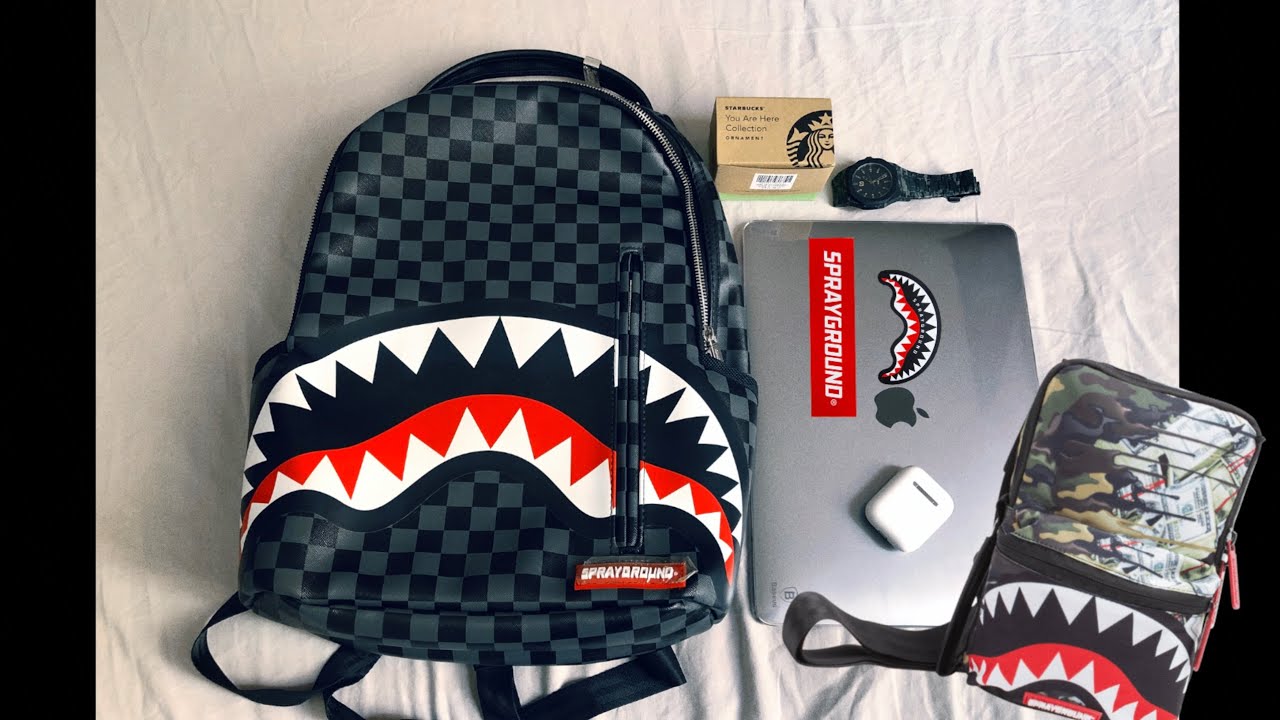 Sprayground Sharks in Paris Backpack Triple Unboxing and Review - LV Dupe?  