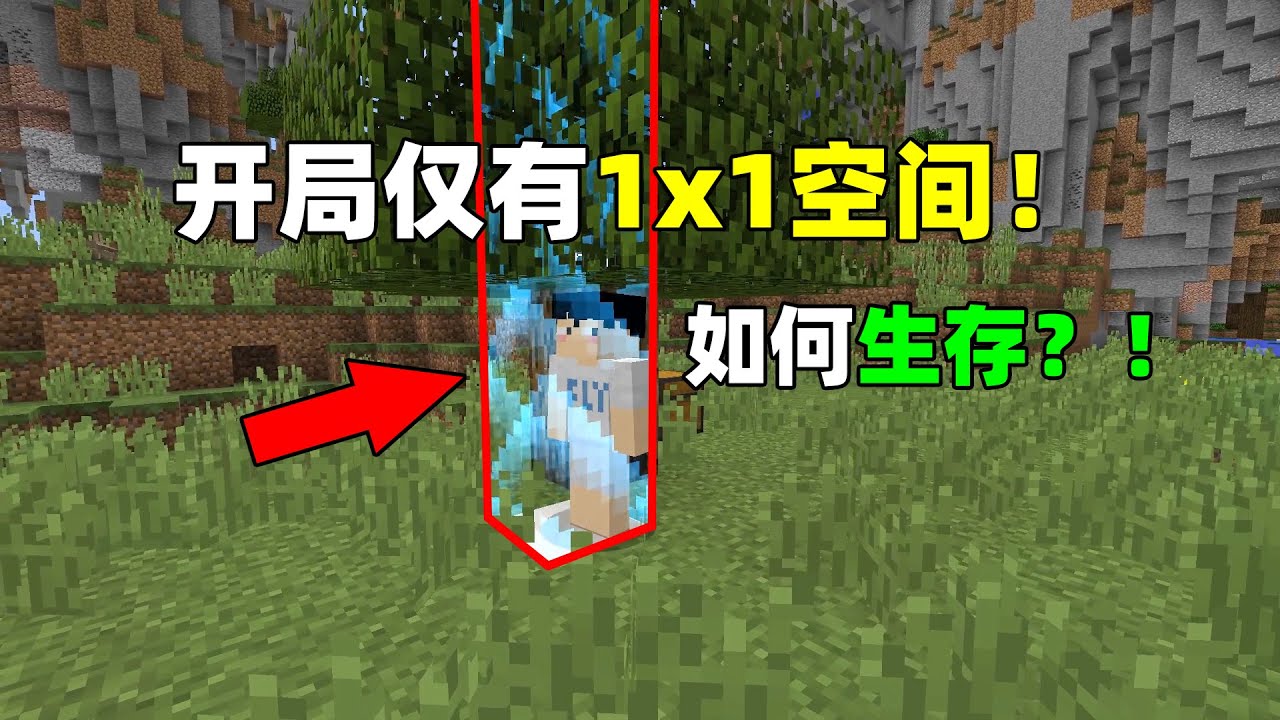 MC自闭生存：开局仅有1X1活动空间！如何生存下去？Minecraft