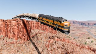 Trains vs Cliff😱BeamNG Drive || Trains vs Cliff Teardown || Trains vs Hill Climb – BeamNG.Drive