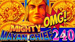 240 FREE GAMES!! JACKPOT WIN! MIGHTY MAYAN CHIEF Slot Machine (KONAMI GAMING) screenshot 2