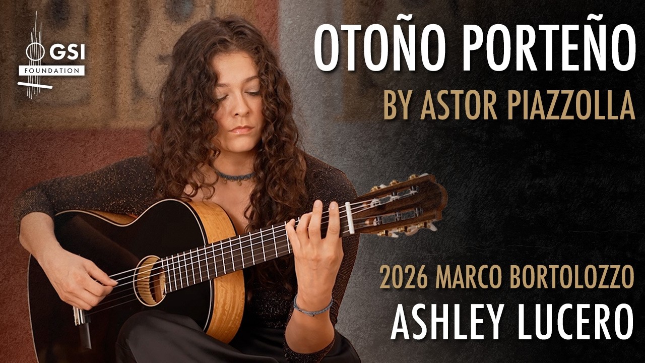 Ashley Lucero plays Otoño Porteño by Astor Piazzolla on a 2026 Marco Bortolozzo "Gold Record" guitar bekijken op YouTube Ashley Lucero plays Otoño Porteño by Astor Piazzolla on a 2026 Marco Bortolozzo "Gold Record" guitar bekijken op YouTube