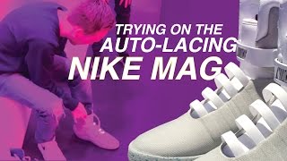 TRYING ON THE AUTO LACING NIKE MAG