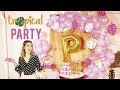 DIY TROPICAL PINK PARTY 🌺  ARREGLO DE GLOBOS ORGÁNICOS Y HOJAS DE PAPEL- SUSIDEAS💡