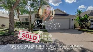 SOLD -4 BD, 2BA, 1700 sq FT, 11836 DERBYSHIRE Drive, TAMPA, FL 33626-2642 - by Taylormade Properties