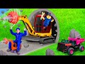 Kids Pretend Play with a Real Excavator