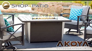 52 Rectangular Chat Height Outdoor Propane Gas Fire Pit Table In Gray