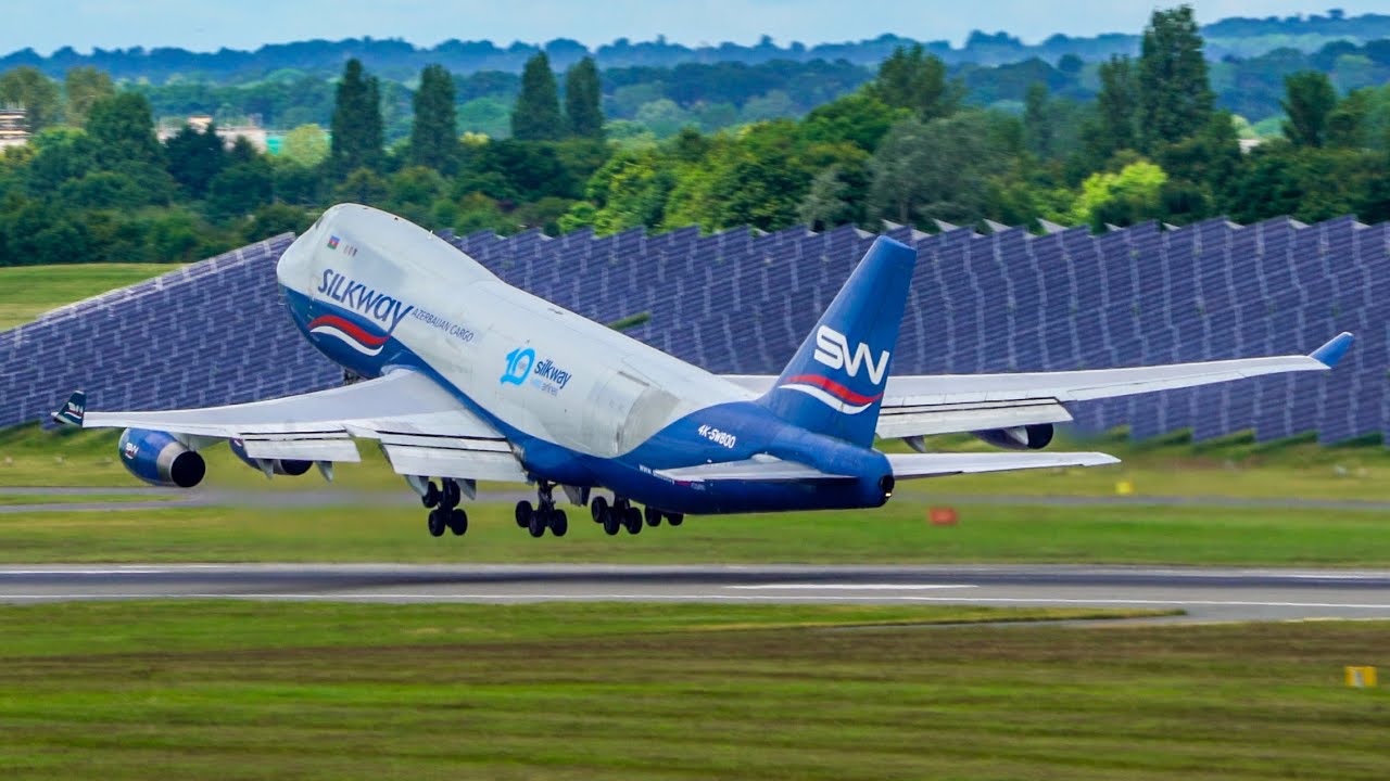 Stunning SILKWAY Boeing 747 (4K-SW800) Departure from Birmingham Airport | 4K UHD