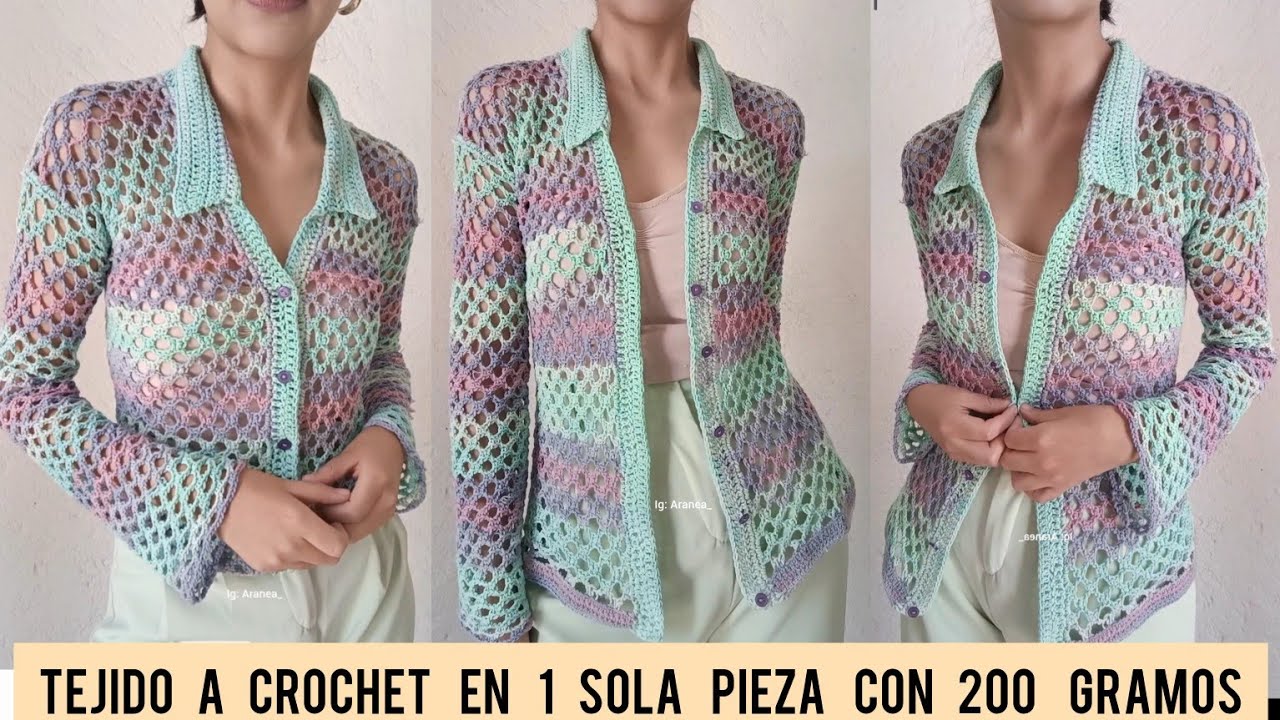 tutorial de blusa en una sola pieza sin costuras laterales y solo con 4 madejas