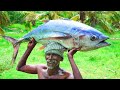 GIANT BLUEFIN TUNA FISH RECIPE | Delicious Tuna Fish Gravy | Fish With Vegetable | Village Grandpa