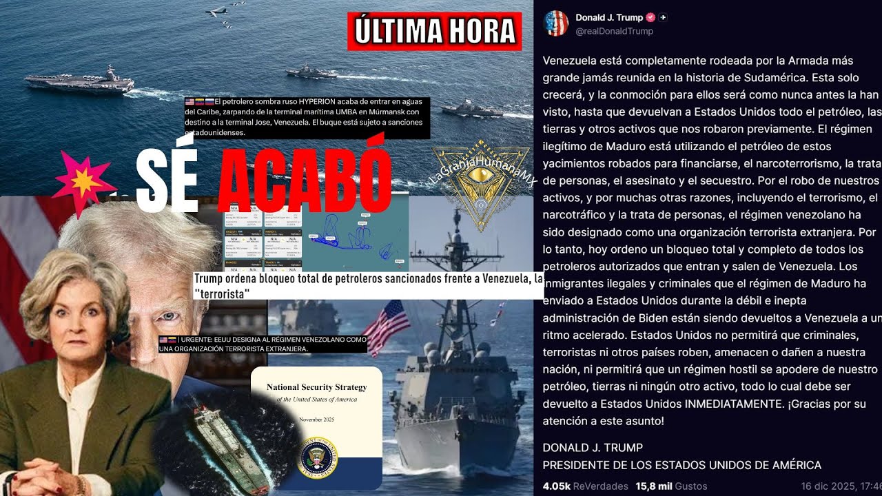 URGENTE Trump ordena bloqueo total d petroleros sancionados de Venezuela, Prepara Anuncio IMPORTANTE
