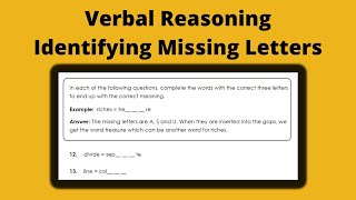 11 Plus Verbal Reasoning - Identifying Missing Letters