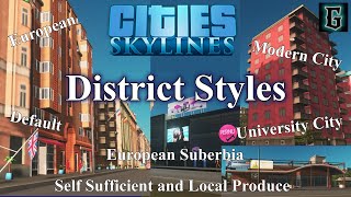 Cities Skylines Tutorial District Styles Deep Dive (PS4) 5 Different Districts High and Low Density