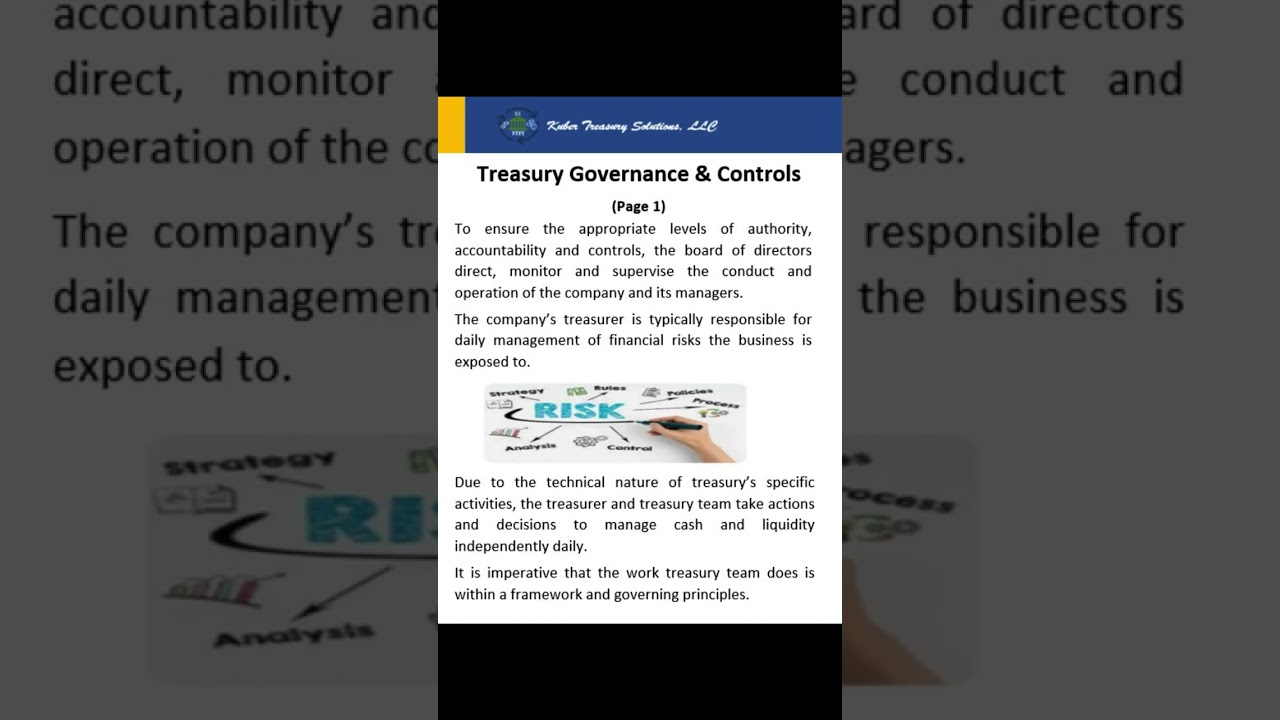 Video 1 of 2 on Overview of Treasury Governance & Controls