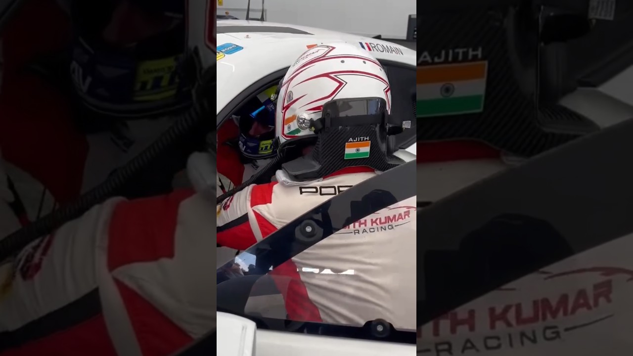 Let's Practice 🔥 Ajith Kumar and Co driver practicing seat changing Barcelona Circuit Spain AK 