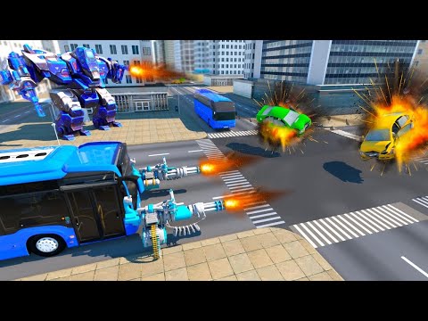 Us Police Bus Robot Transform War Robot Game Play Extreme Gameplay #1