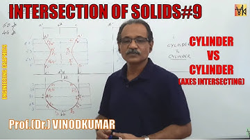 INTERSECTION OF SOLIDS -9, Cylinder and Cylinder with axes intersecting by Prof. Vinodkumar