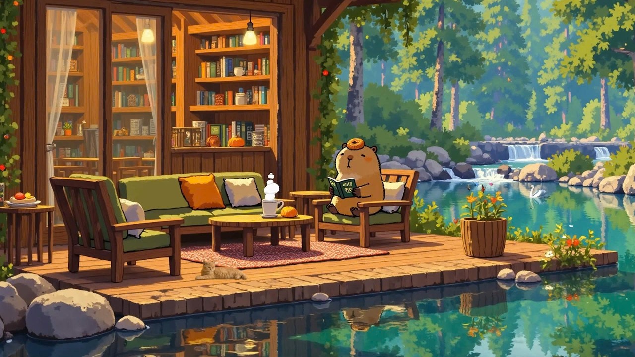 Peaceful Lakeside Porch Ambience ☕ Lofi Chill for Quiet Moments 🌿Lofi Deep Focus to study/work/relax
