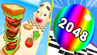 ✅Ball Run 2048 Game Play and 🆚 Sandwich 🥪 Runner 3d gaming ki full HD videos and new video 😱😱 screenshot 2