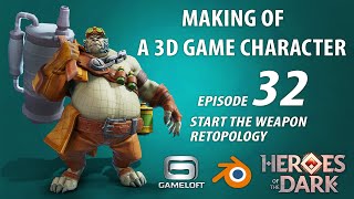 Start Retopo The Weapon - Create A Commercial Game 3D Character Episode 32