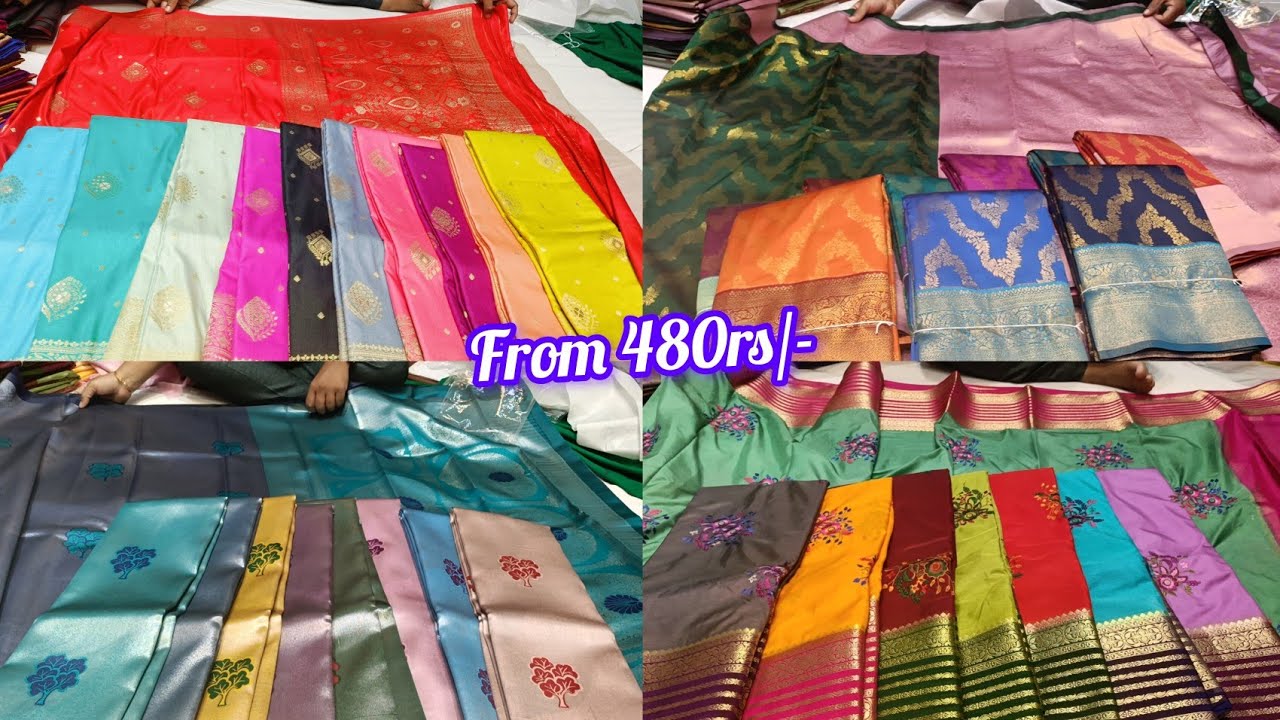 Chickpet Bangalore wholesale sarees @480 rs || single saree courier available