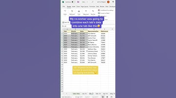 How to combine data on multiple tabs. #excel #shorts