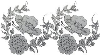 how to draw flowers & butterfly with pencil sketch,rose flower drawing,butterfly drawing