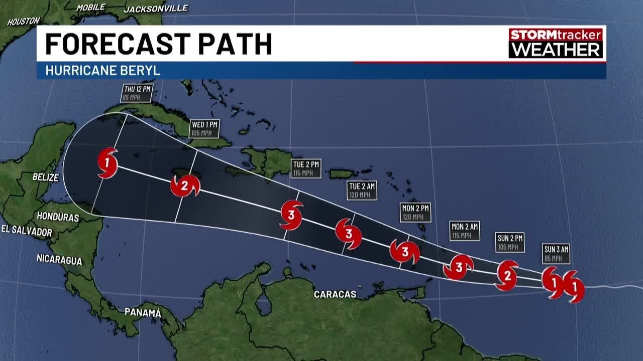 UPDATE: Hurricane Beryl rapidly strengthening in the Atlantic - YouTube