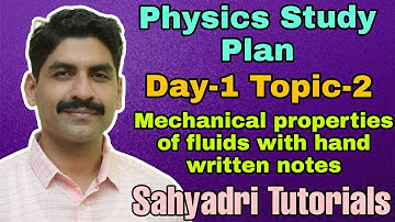 Physics Study Plan | Day-1 Second Topic | Mechanical Properties of Fluids