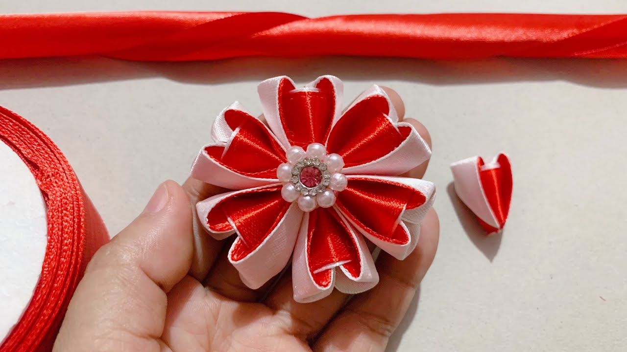 Amazing Ribbon Flower Work Hand Embroidery Flowers design Sewing