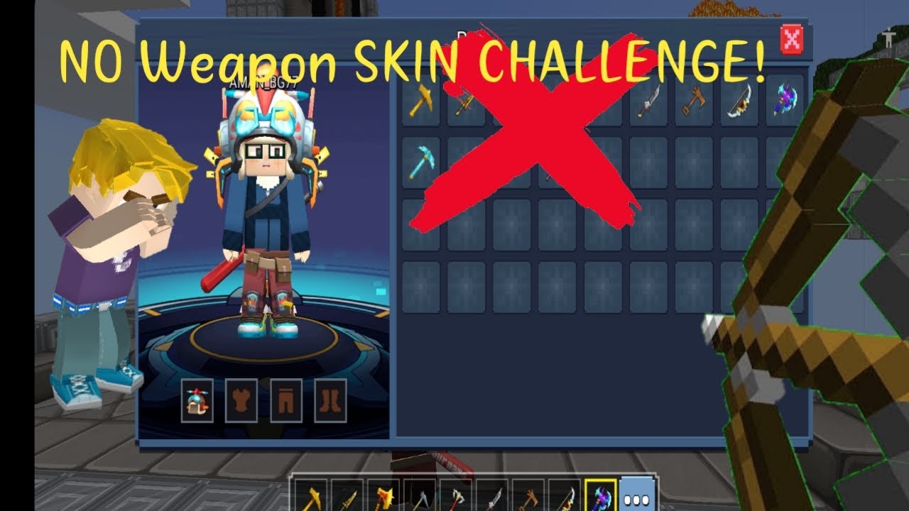 NO WEAPON SKIN challenge (BLOCKMANGO) BEDWARS - YouTube