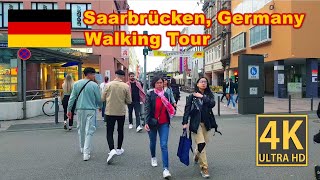 Saarbrücken Altstadt 4K. Walking Tour durch Innenstadt & Fußgängerzone bis Hauptbahnhof