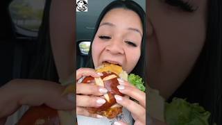 😍CRUNCH ALERT Nova Review Waffle Fries 🍟Pretzel Bun Sandwich🥨#shorts #mukbang #trending